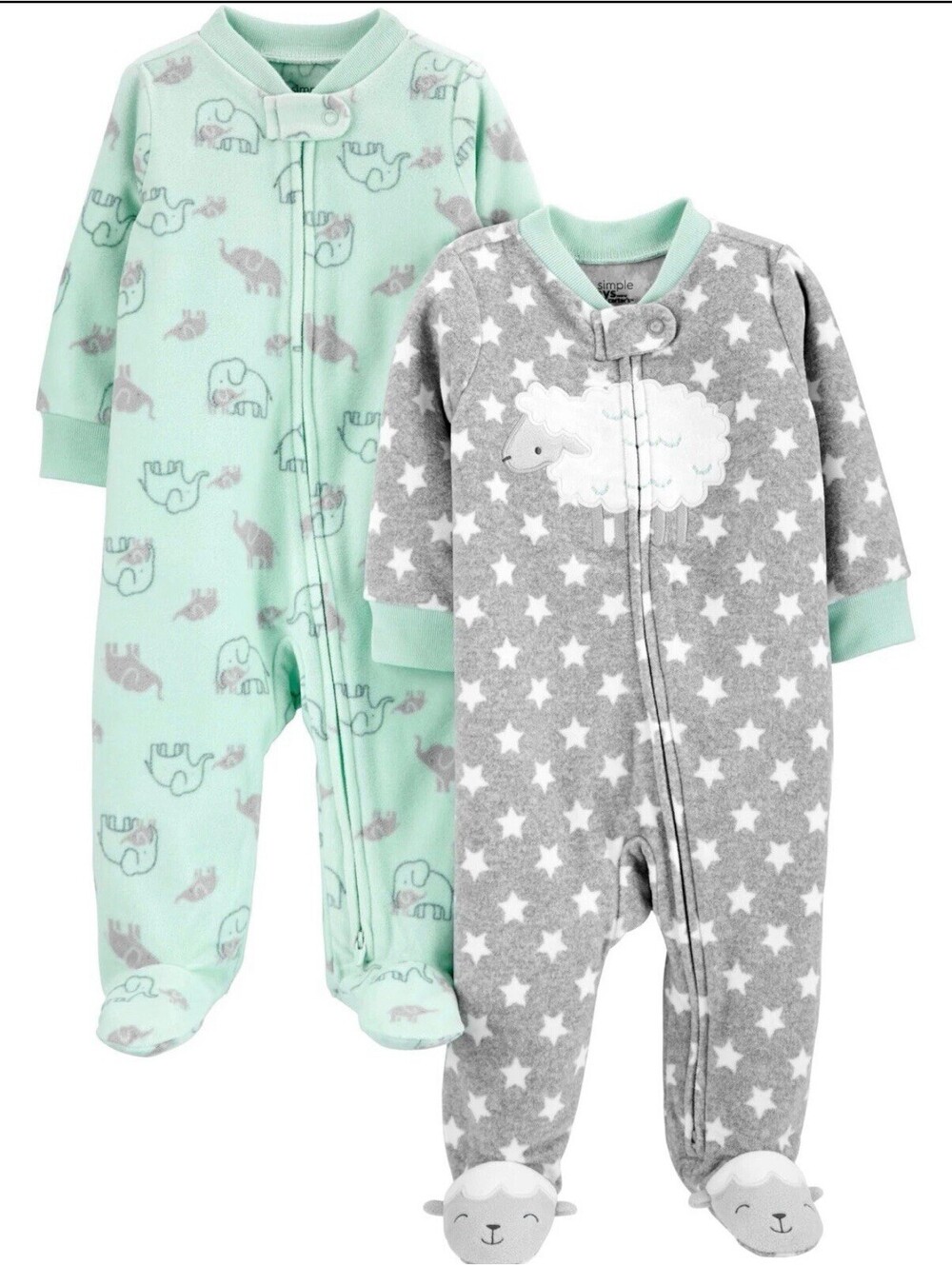 Simple Joys by Carter’s 2-pack neutral fleece footed sleepers, soft and cozy, pe